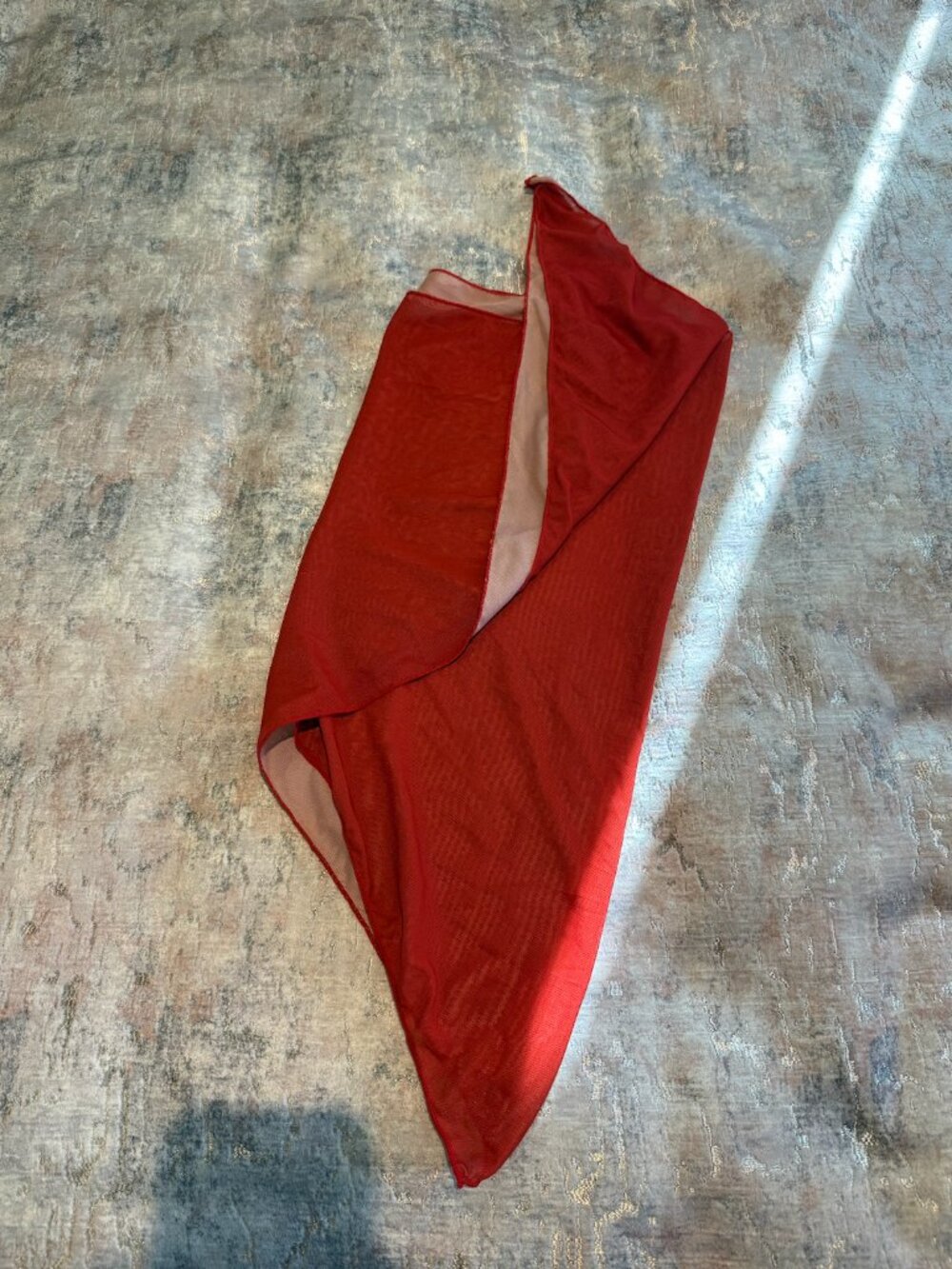 Red Mesh Sheer Sarong Wrap | Beach Cover Up | Swimsuit Wrap Skirt | OS